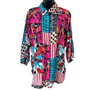 Noen Abstract Button Down Tunic Top